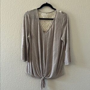 Apt. 9 Brown 3/4 Sleeve Tie Front Blouse